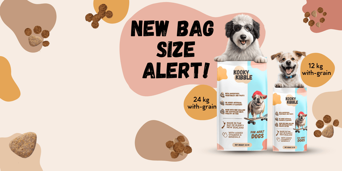 Heads Up for a Glow-Up! 🎉 Kooky Kibble’s Grain Dog Food Now Comes in Two Sizes! - Kooky Kibble NZ