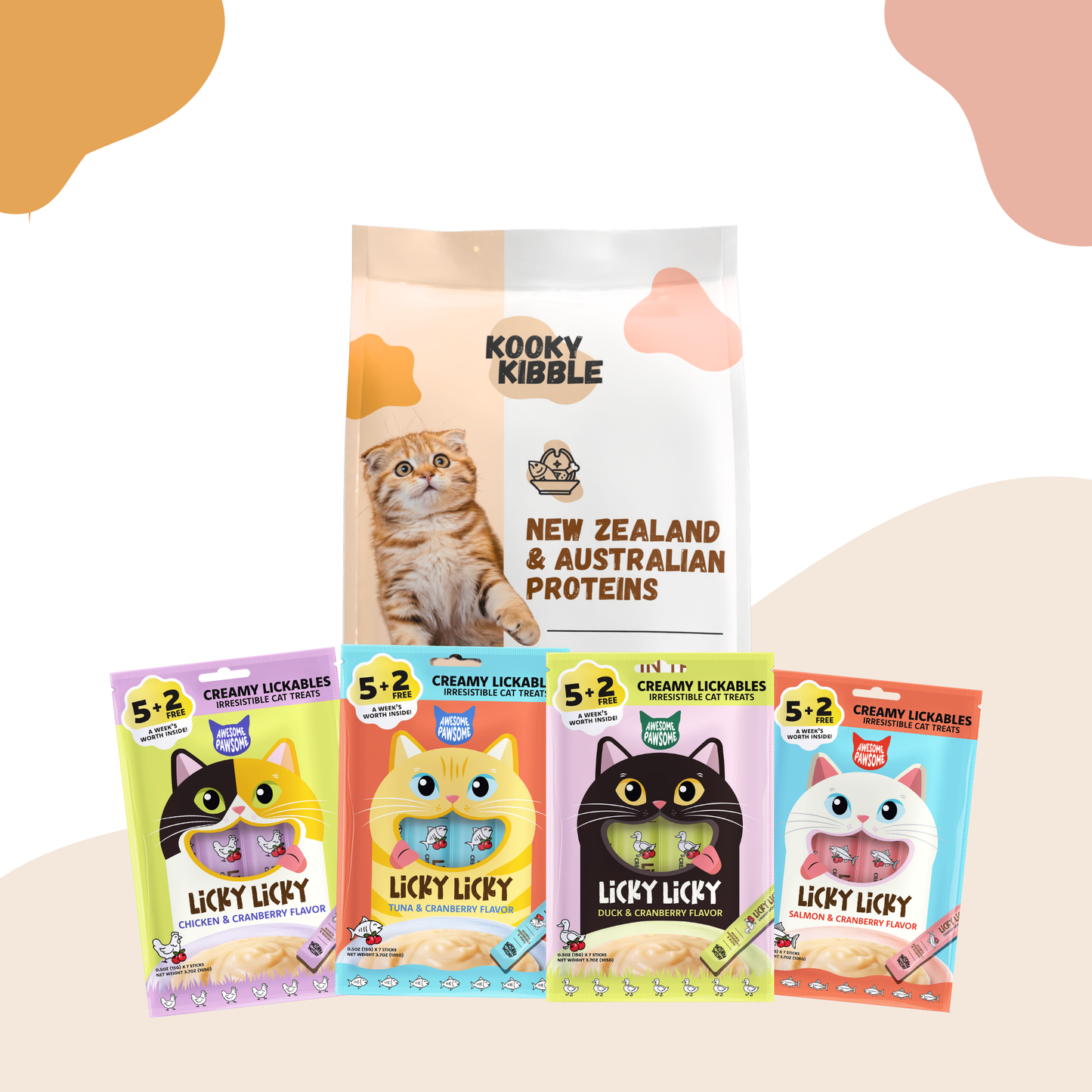 Kooky Kibble & Awesome Pawsome Kibble & Licks Cat Bundle