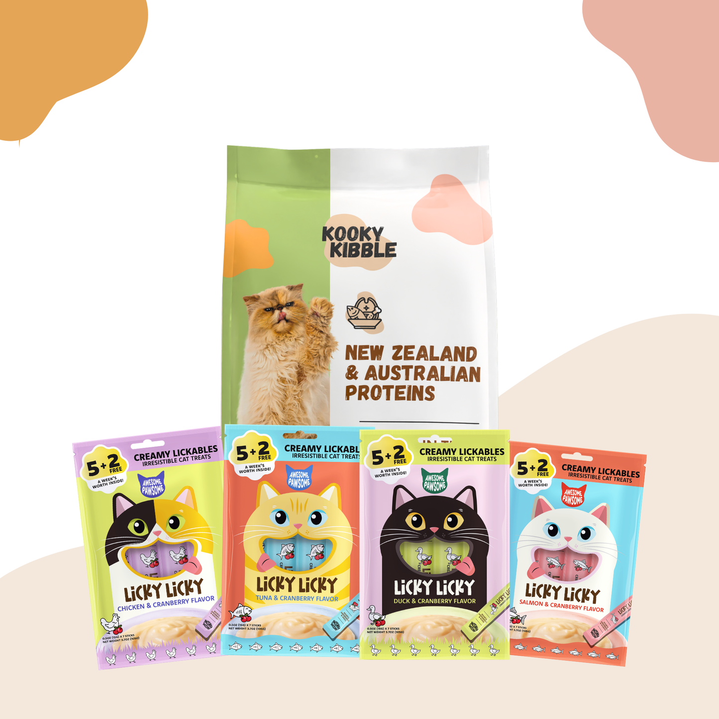 Kooky Kibble & Awesome Pawsome Kibble & Licks Cat Bundle