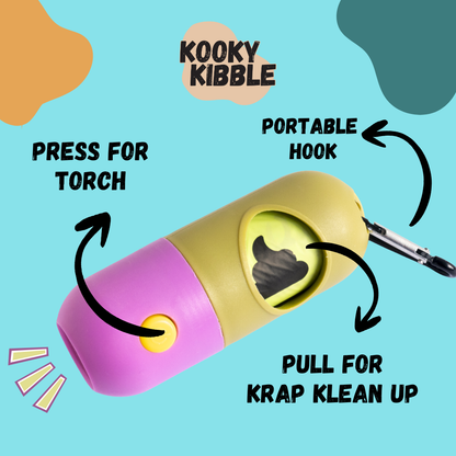 Kooky Krap Katcher – Biodegradable Dog & Cat Poop Bags with Poop Bag Dispenser with LED Light