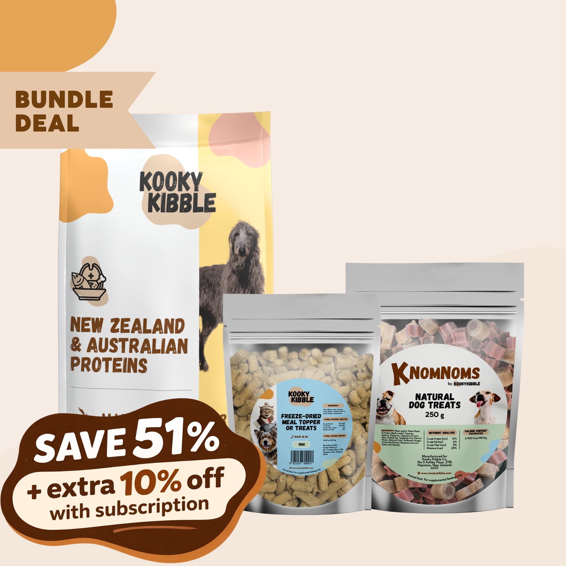 dog food and treats bundle