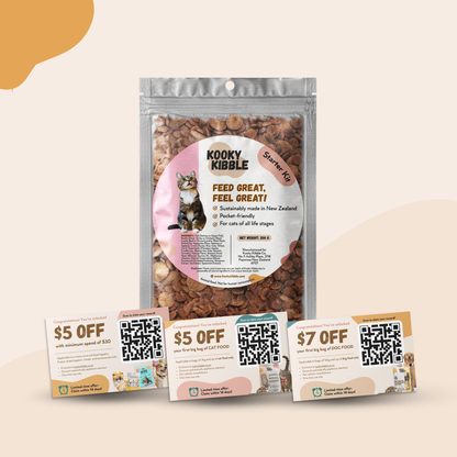 Cat food sample pack for transitioning cats