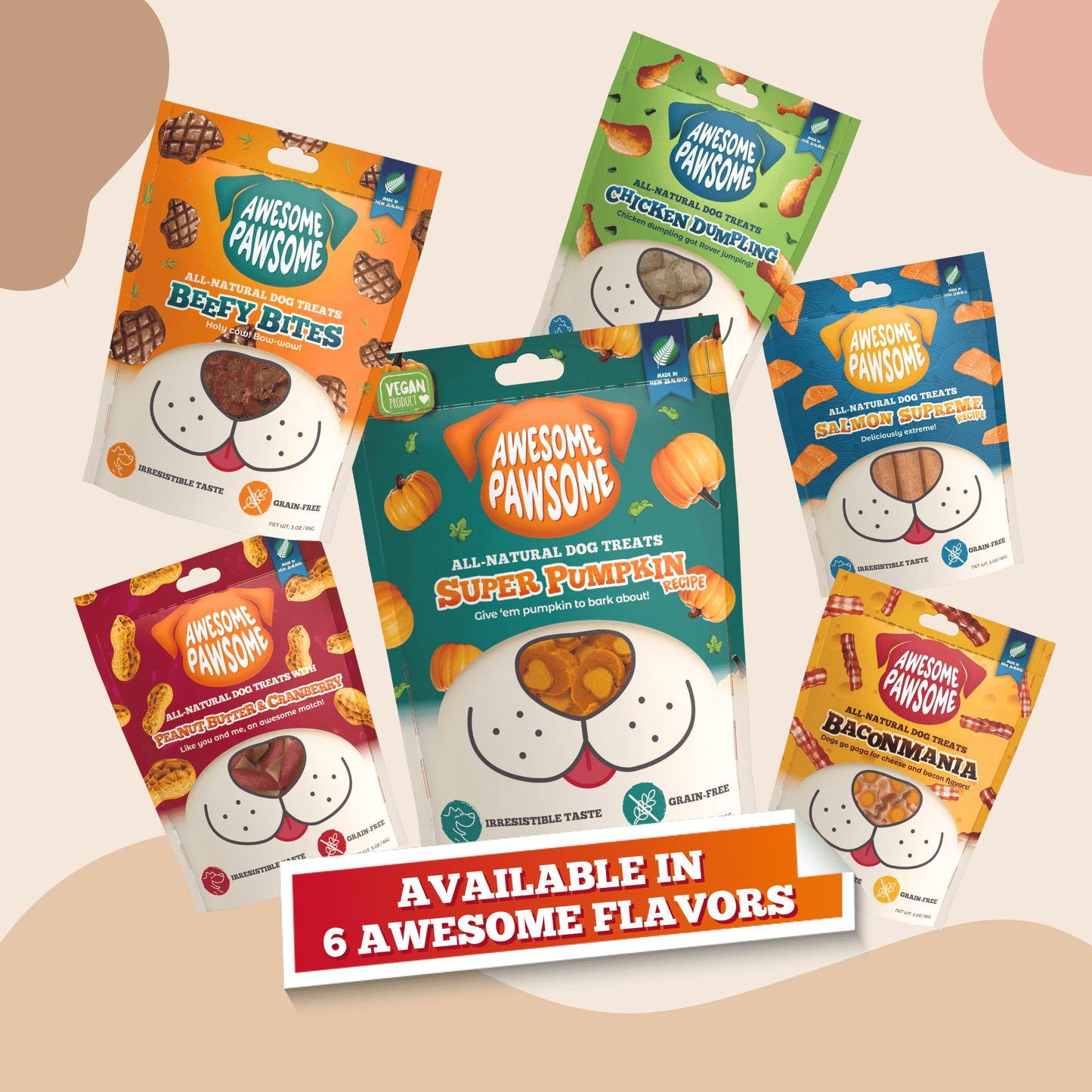 New Zealand made dog treats Awesome Pawsome by Kooky Kibble
