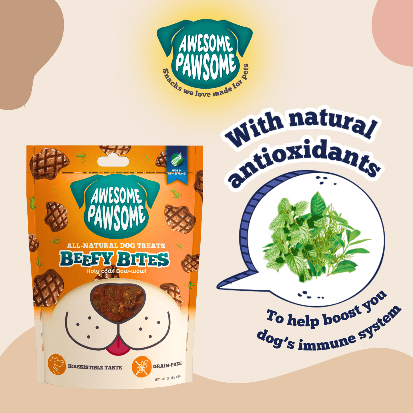 Crunchy grain free dog snacks Awesome Pawsome treats