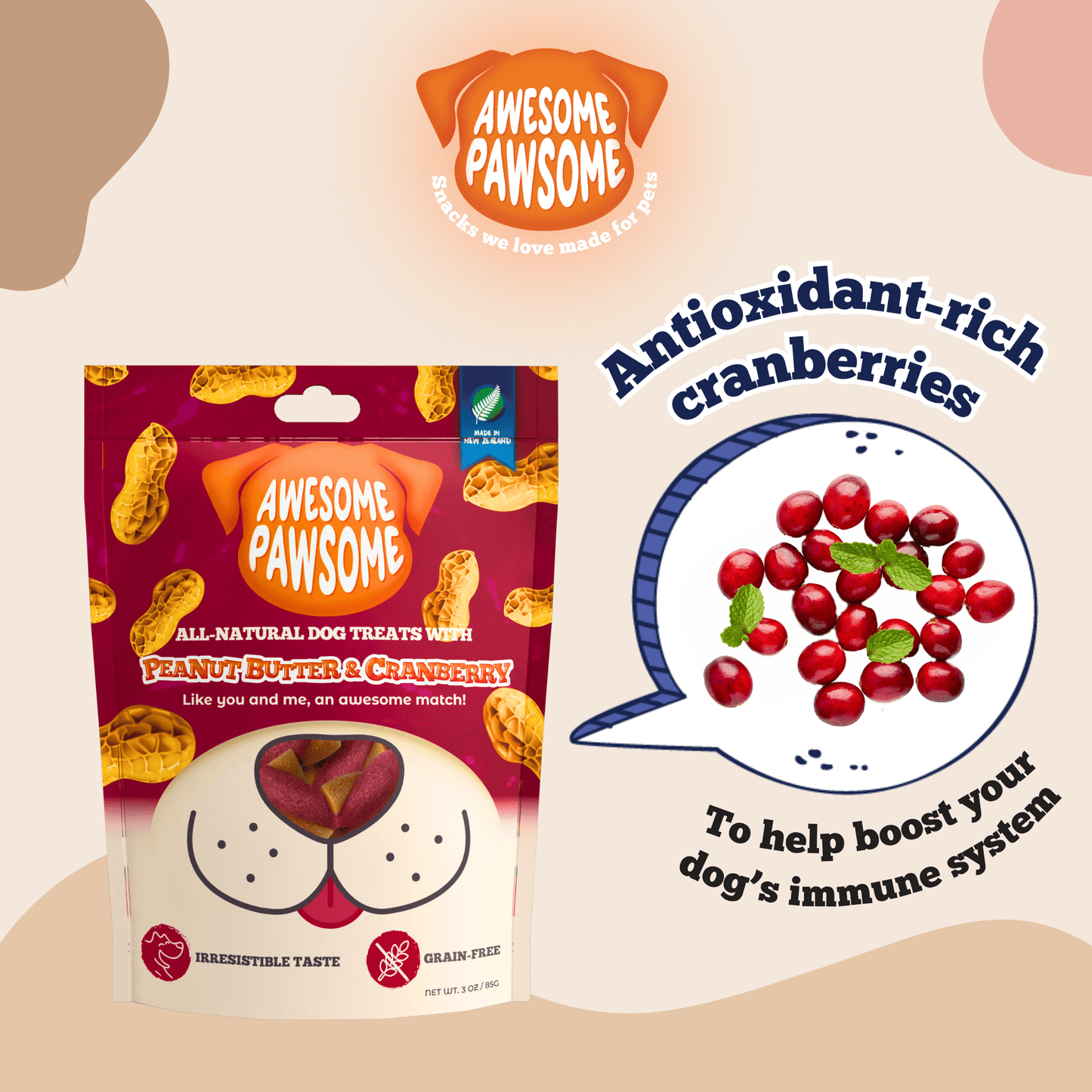 Kooky Kibble Awesome Pawsome dog treats bag packaging