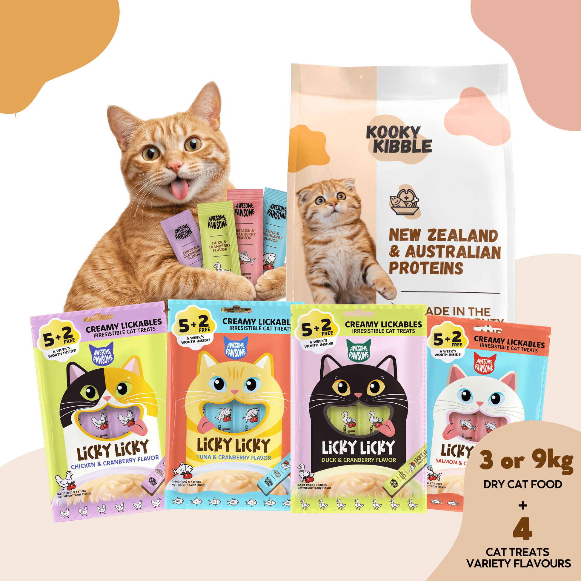 Kooky Kibble & Awesome Pawsome Kibble & Licks Cat Bundle - Kooky Kibble NZ