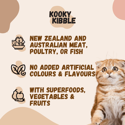 Cat food starter kit sample pack Kooky Kibble New Zealand