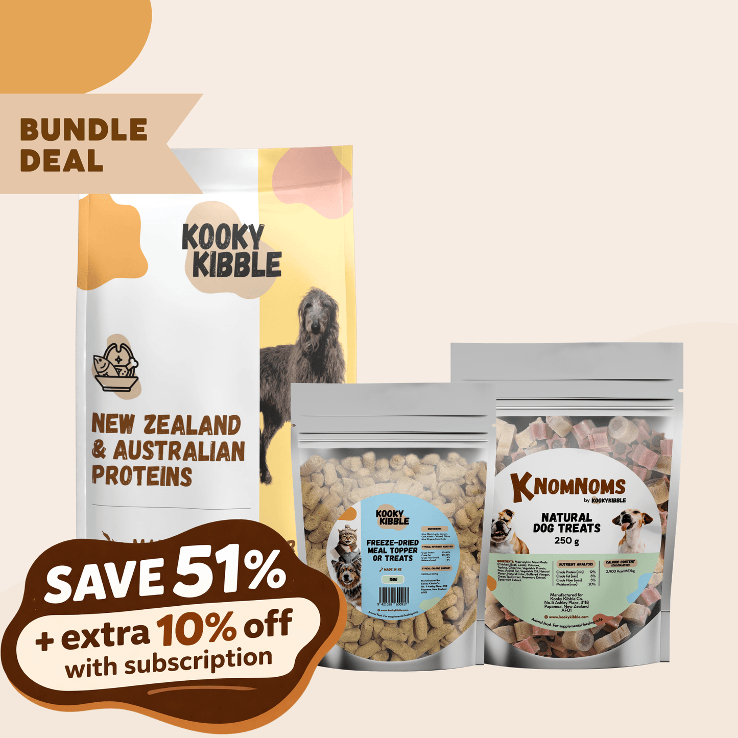 dog food and treats bundle