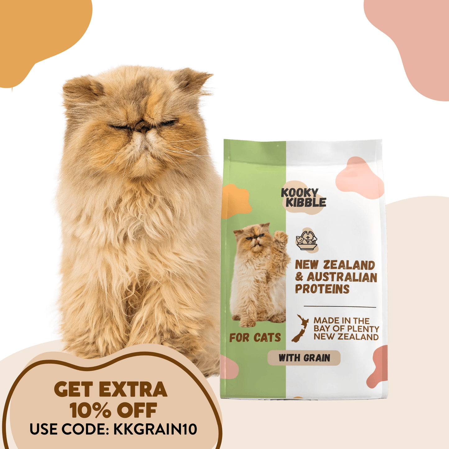ooky Kibble cat food with grains for all life stages