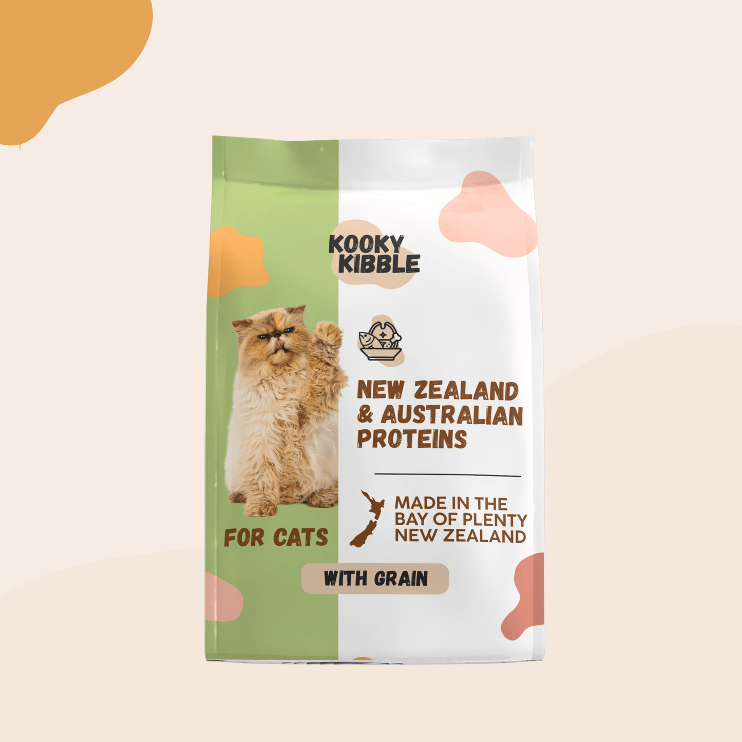 Kooky Kibble cat food recipe with quality proteins and grains