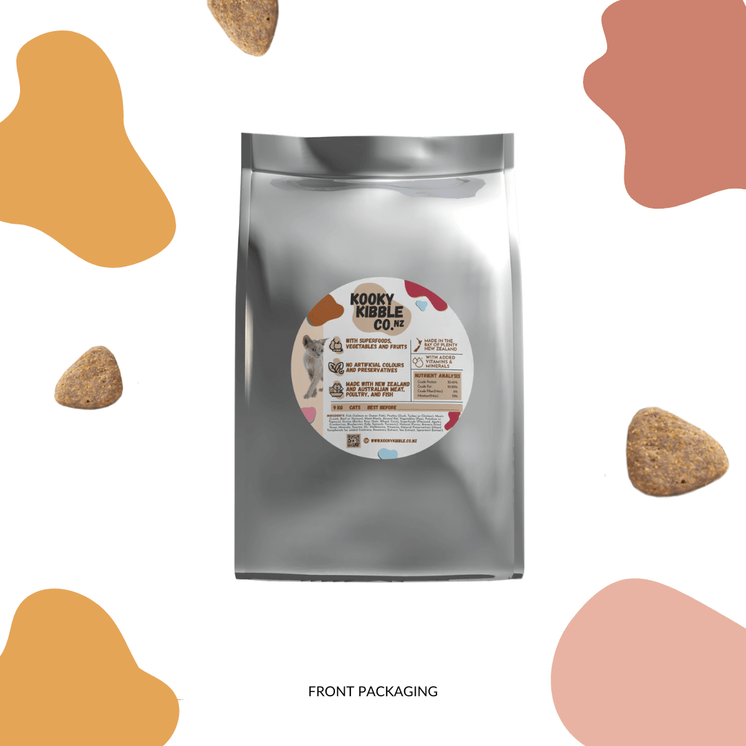 New Zealand Cat Food with Grains for All Life Stages (9 KG) - Kooky Kibble NZ