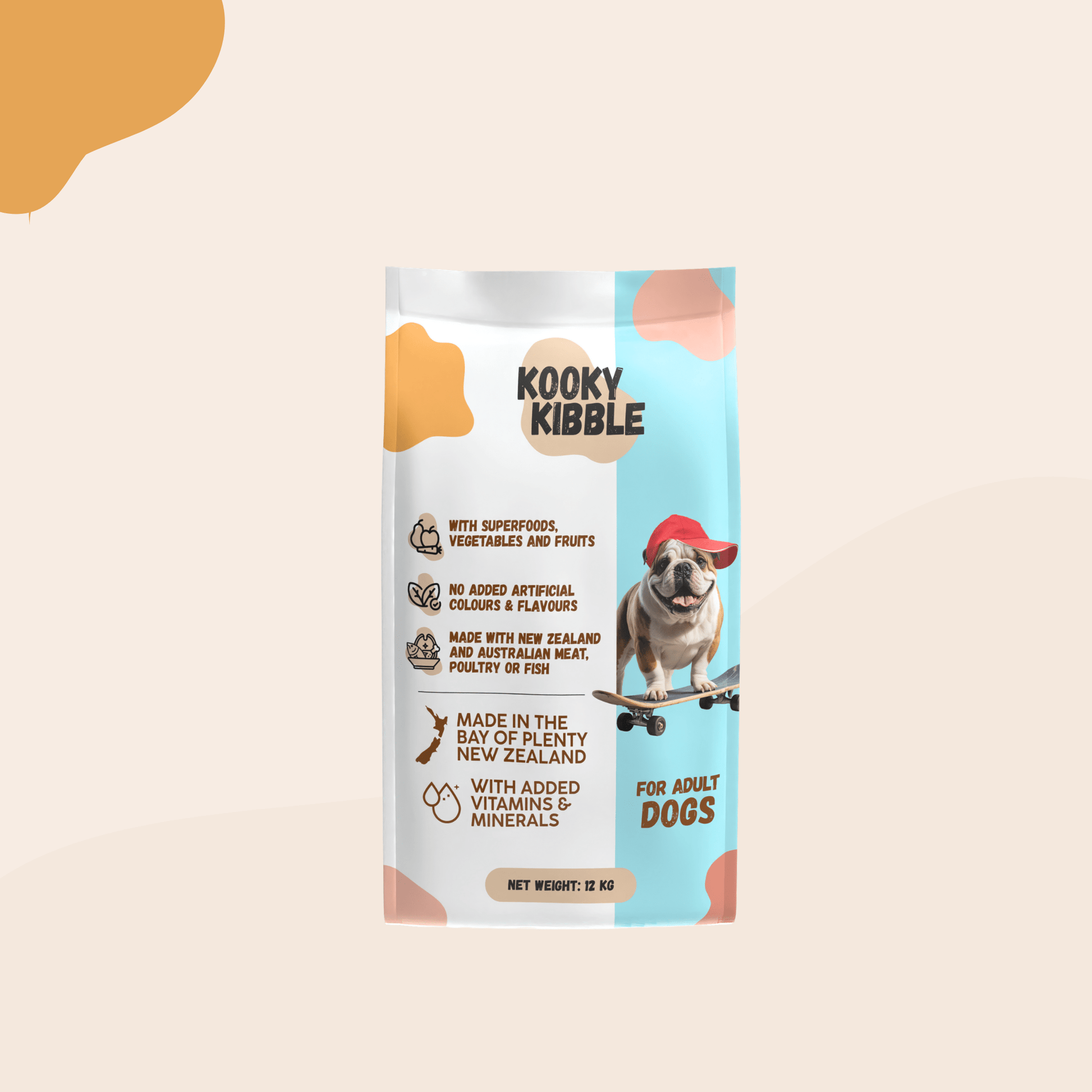 Kooky Kibble dog food recipe with grains and vegetables