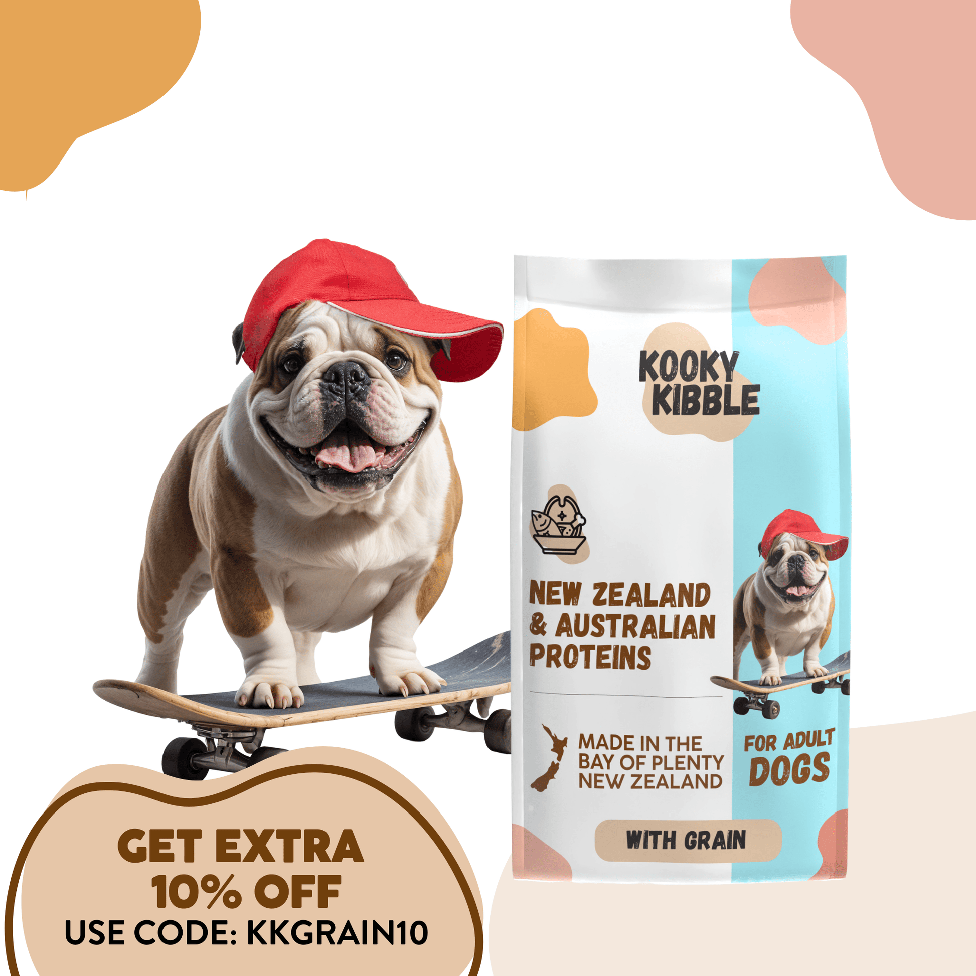 Kooky Kibble dog food with grains for adult dogs