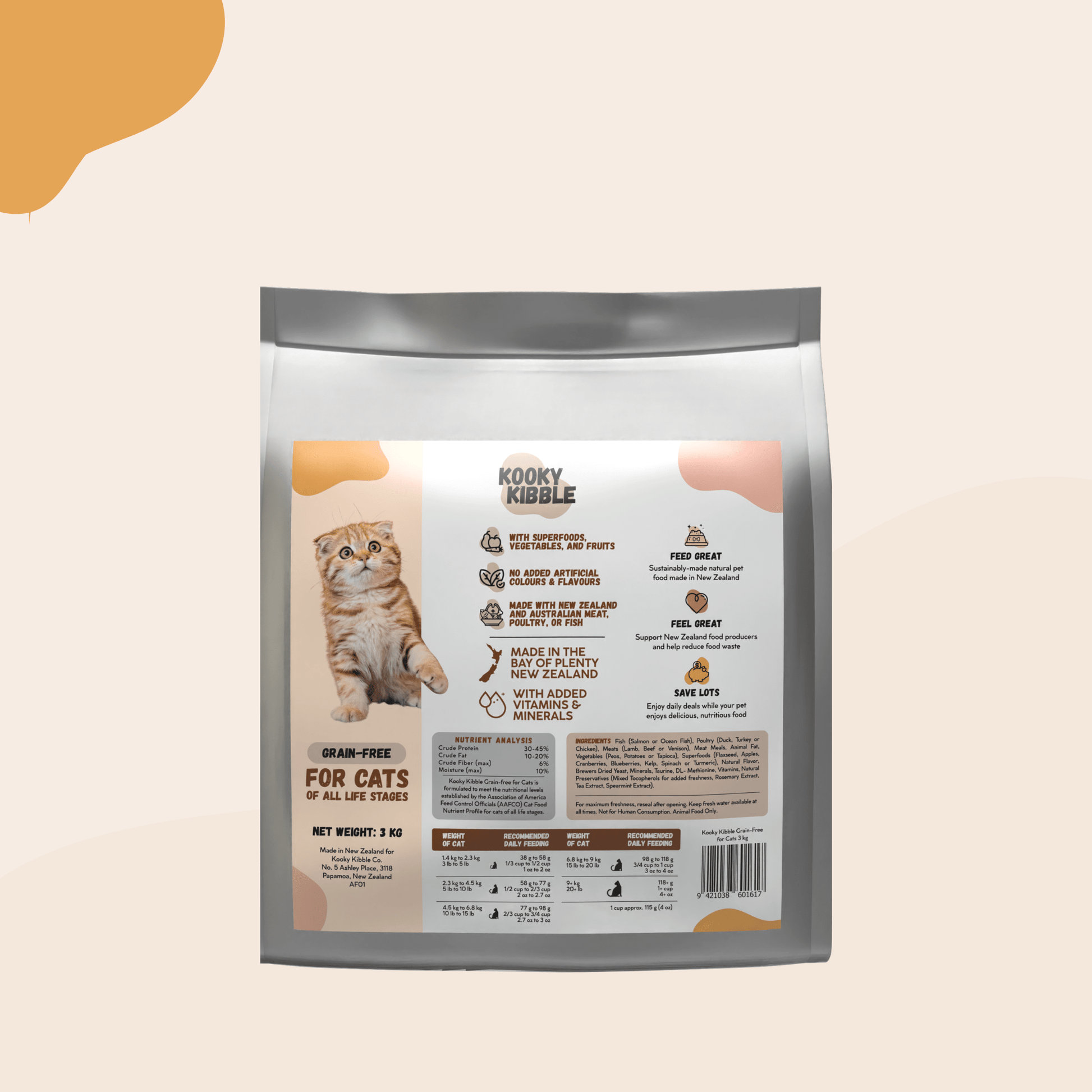 New Zealand Grain - Free Cat Food for All Life Stages (3/9 KG) - Kooky Kibble NZ