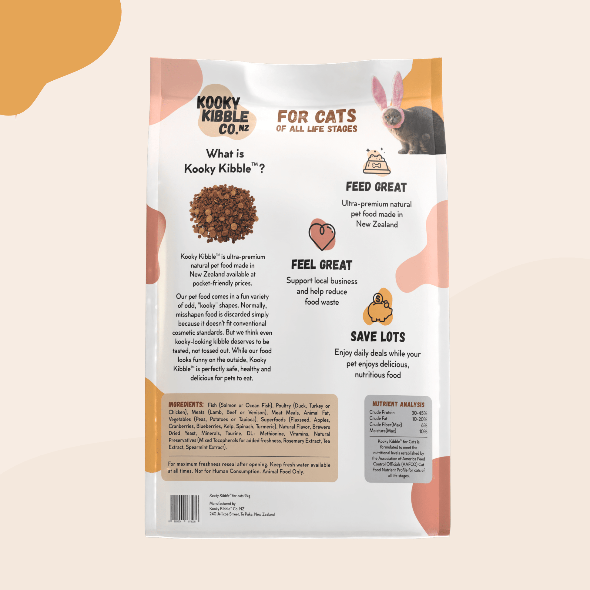 New Zealand Grain - Free Cat Food for All Life Stages (3/9 KG) - Kooky Kibble NZ